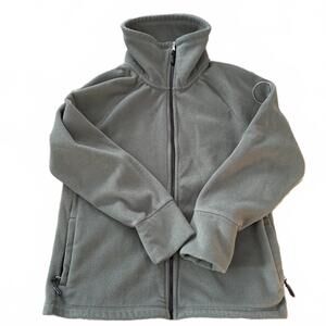 CALVIN KLEIN Performance Sage Green full zip Fleece. Logo on arm. Womens SZ L